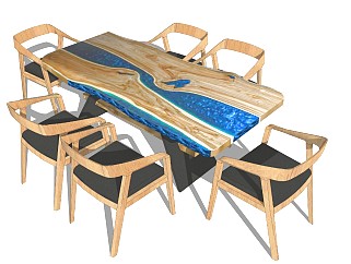 SU模型家具家具组合餐桌椅